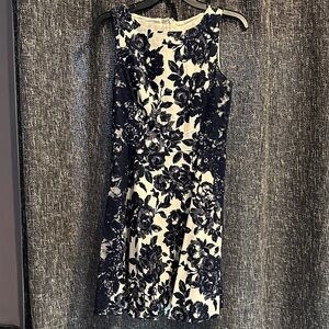 Jessica Simpson Floral Midi Dress in Navy and Cream